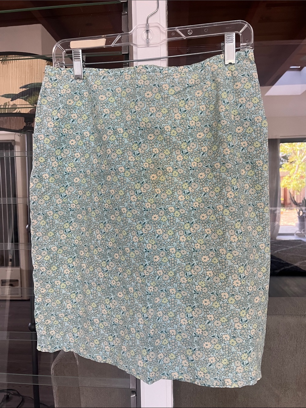 Vintage Floral Pastel Blue A-Line Women's Skirt